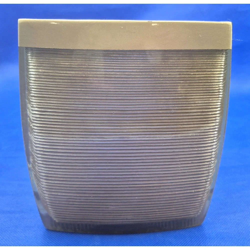 Nicole Miller Gold Crinkle Lucite Tissue Box Holder 6.5x6x6